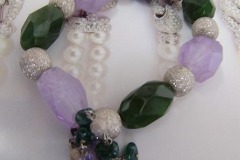 Bracciale elastico con Argento, Giada, Ametista e pietre dure