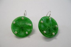 Orecchini in Argento con Giadeite incisa e Perle