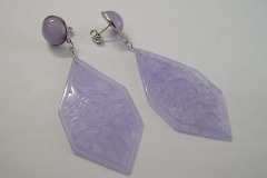 Orecchini in Oro bianco, con Giadeite tonalità  lavanda